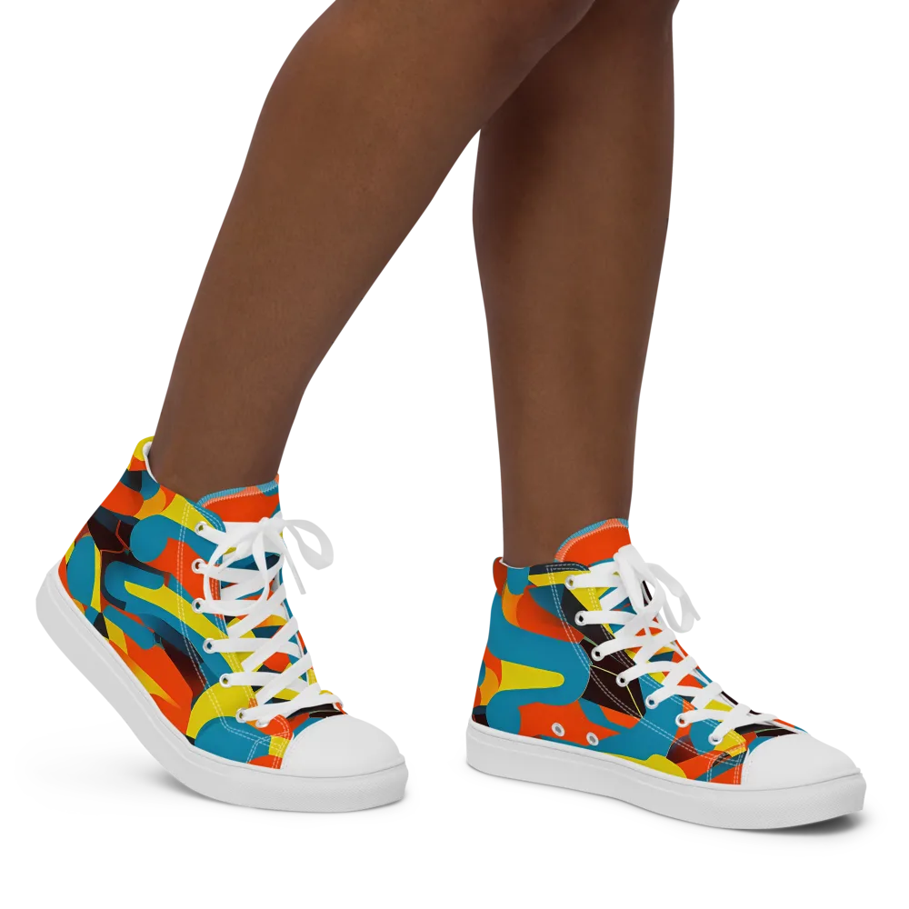 Fragmented Rhapsody on Women's High Top Canvas Shoes — Right