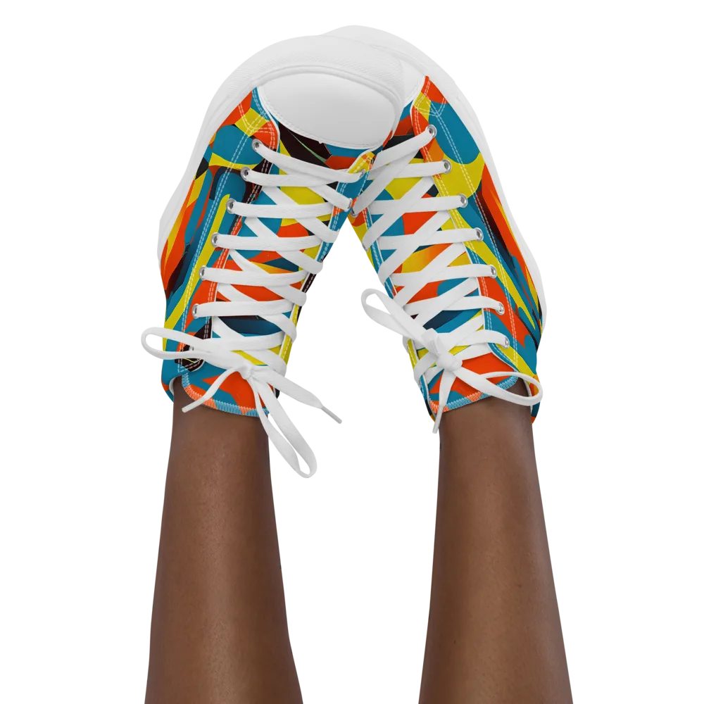 Fragmented Rhapsody on Women's High Top Canvas Shoes — Front