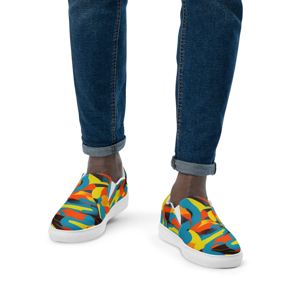 Fragmented Rhapsody on Men's Slip-On Canvas Shoes — Front