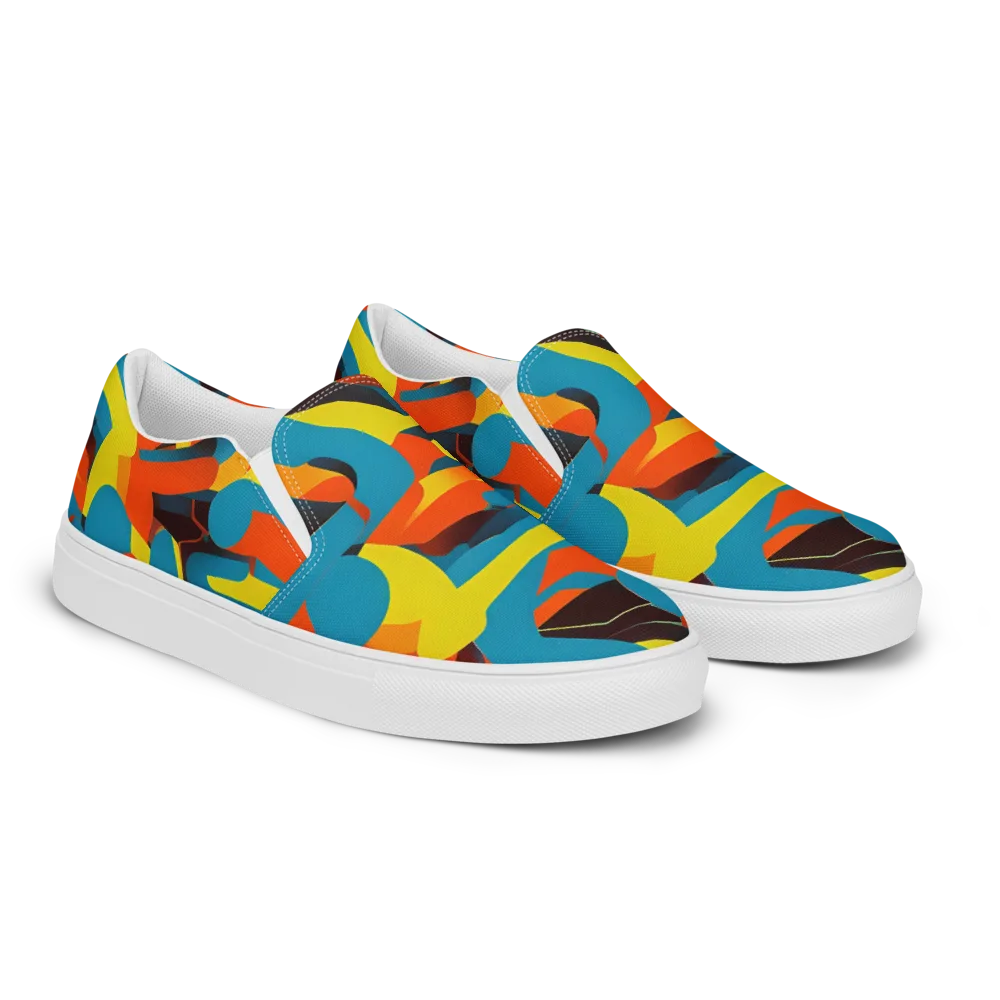 Fragmented Rhapsody on Women's Slip-On Canvas Shoes — Right Front