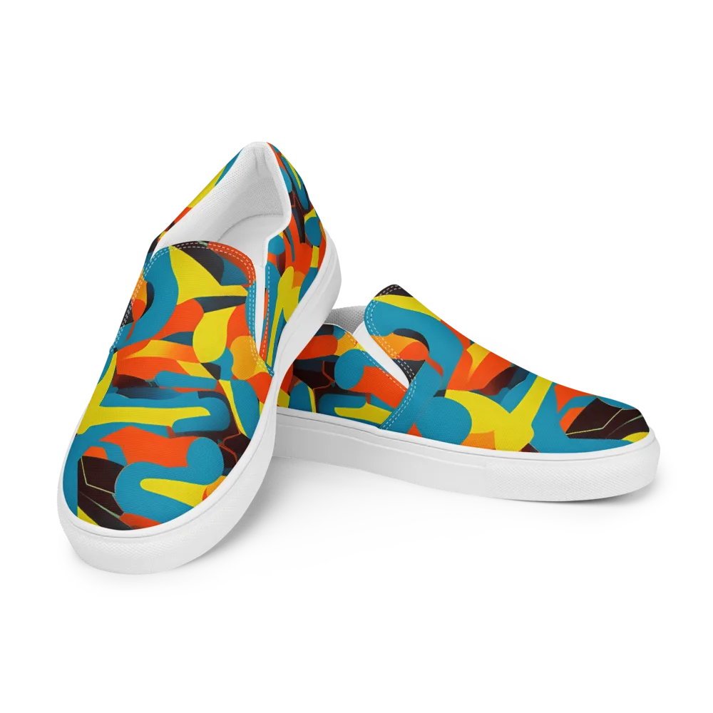 Fragmented Rhapsody on Women's Slip-On Canvas Shoes — Left Front