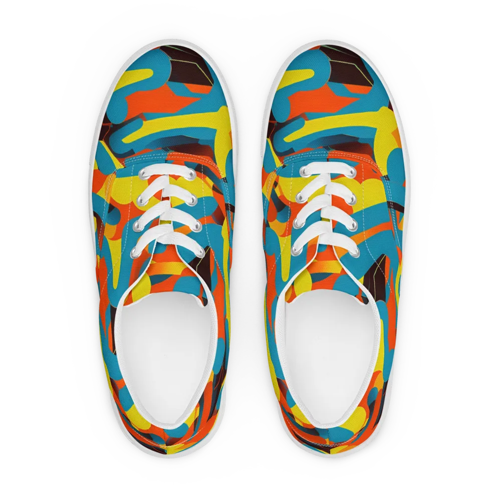 Fragmented Rhapsody on Men's Lace-Up Canvas Shoes — Front