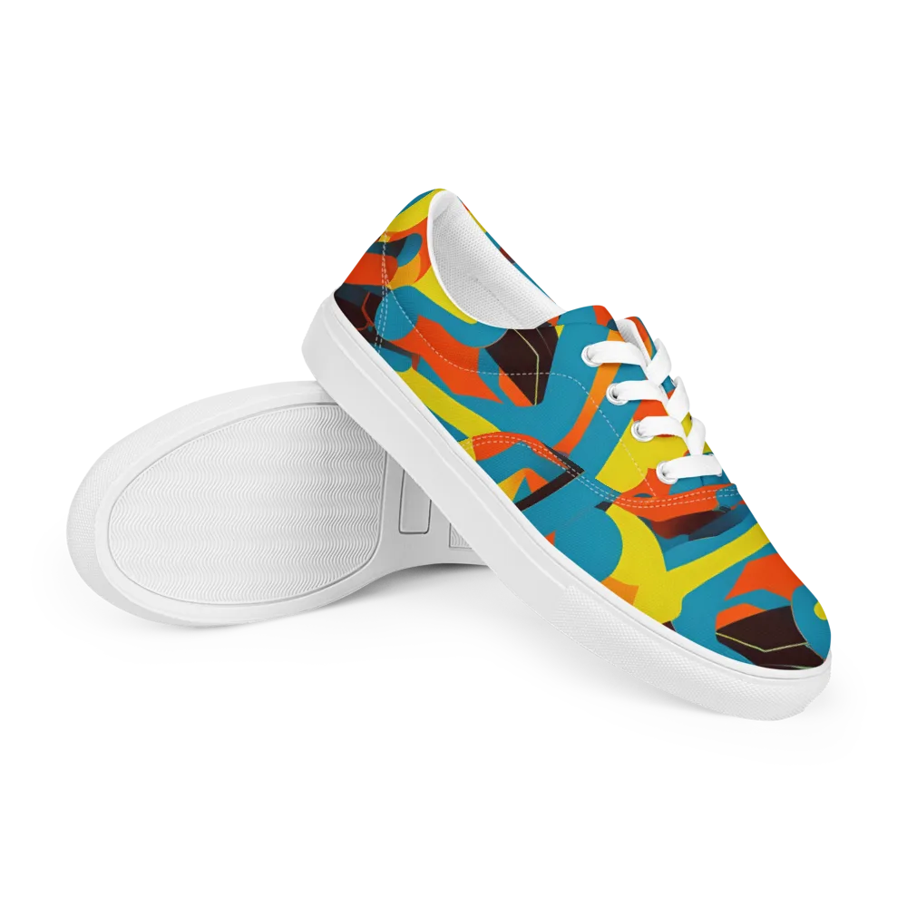 Fragmented Rhapsody on Men's Lace-Up Canvas Shoes — Right Front