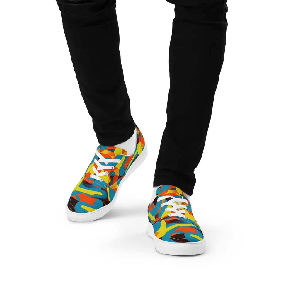Fragmented Rhapsody on Men's Lace-Up Canvas Shoes — Front