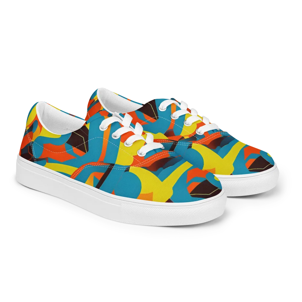Fragmented Rhapsody on Men's Lace-Up Canvas Shoes — Right Front