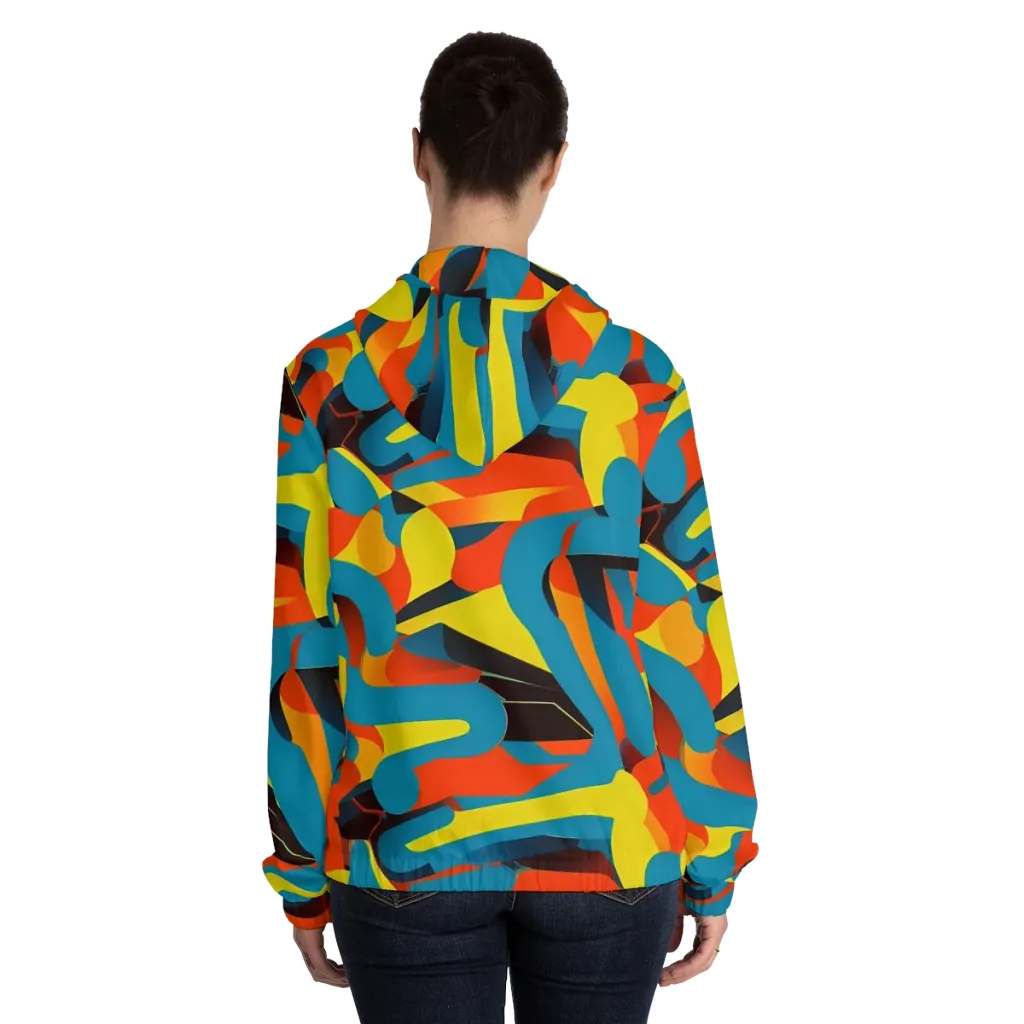 Fragmented Rhapsody on Women's Full-Zip Hoodie — Back On Person