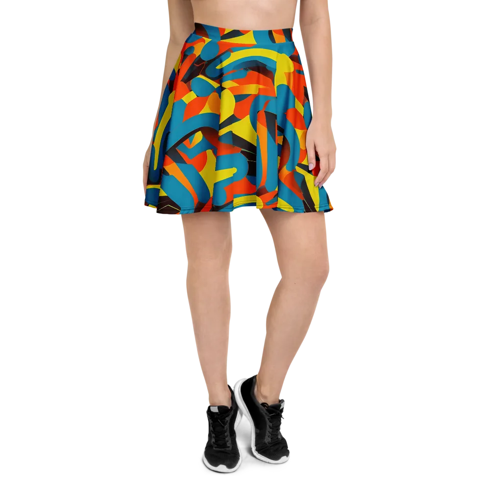 Fragmented Rhapsody on Skater Skirt — Front