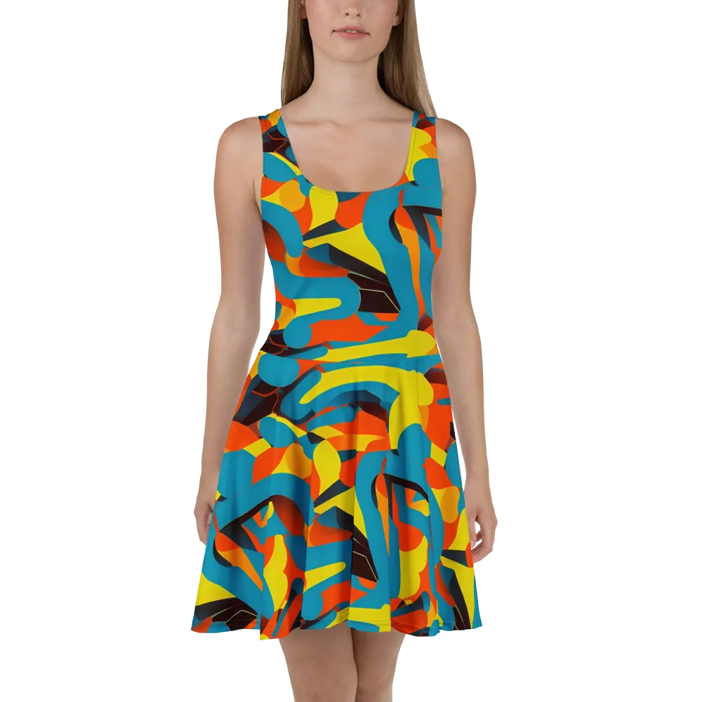 Fragmented Rhapsody on Skater Dress — Front