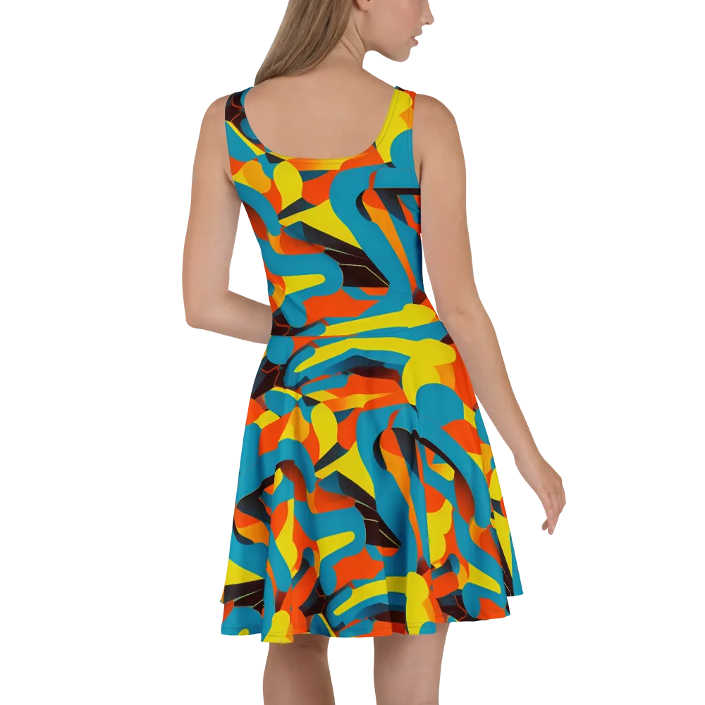Fragmented Rhapsody on Skater Dress — Back