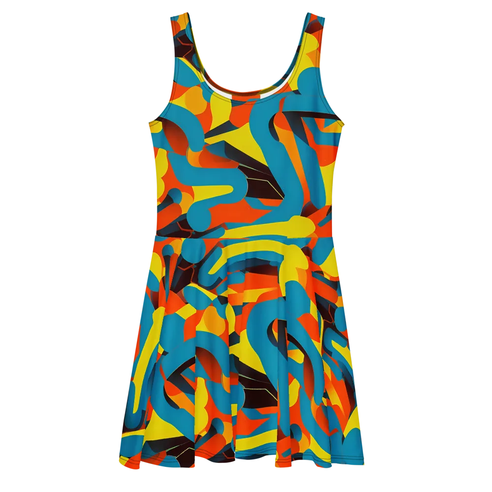 Fragmented Rhapsody on Skater Dress — Front