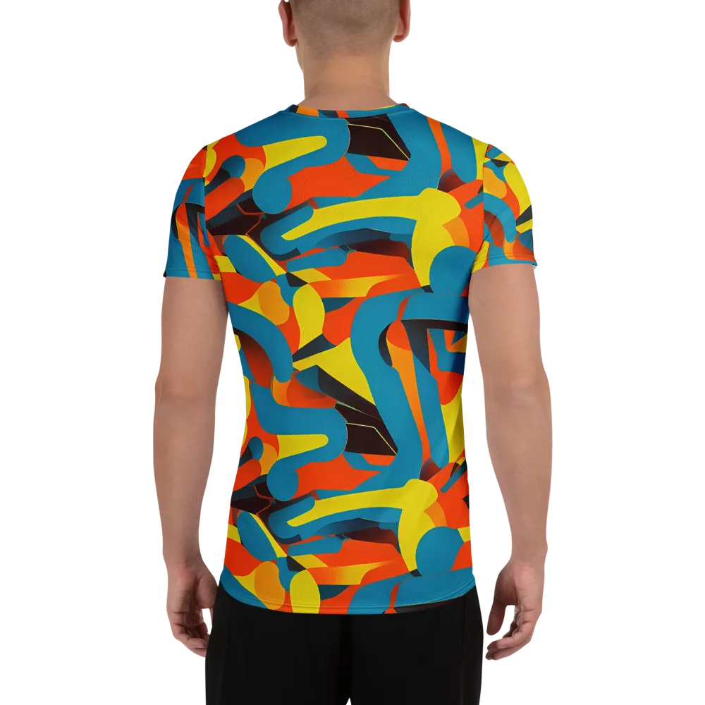 Fragmented Rhapsody on Men's Athletic T-Shirt — Back