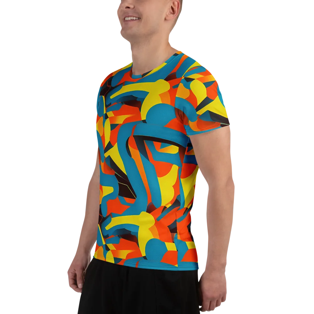 Fragmented Rhapsody on Men's Athletic T-Shirt — Left