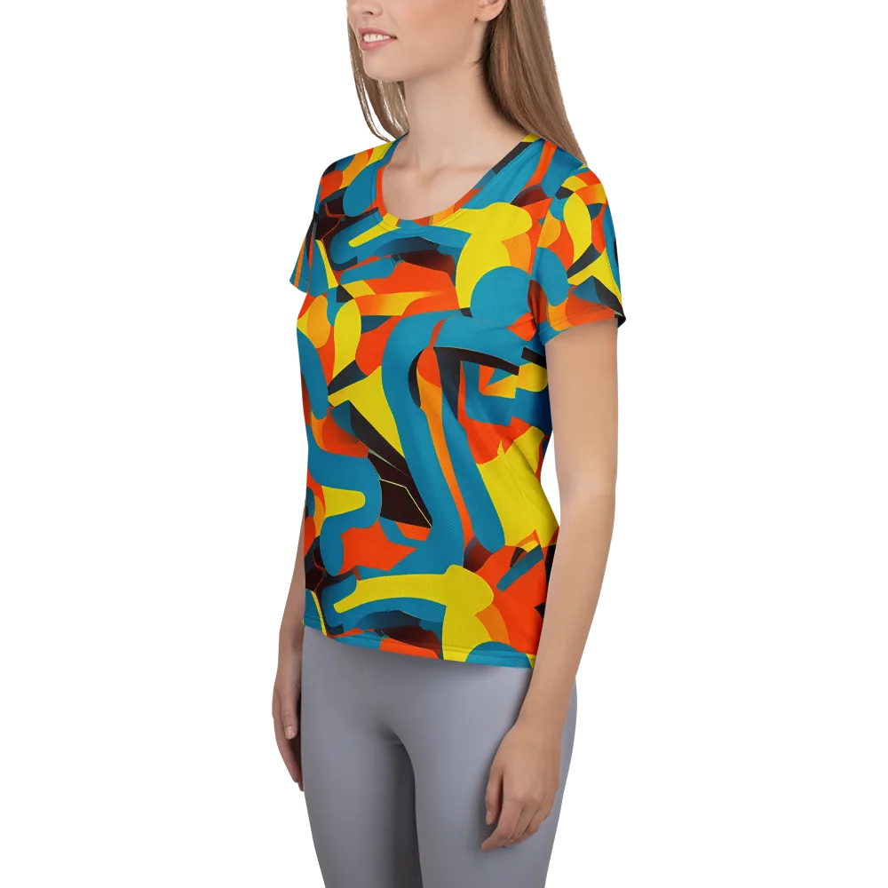 Fragmented Rhapsody on Women's Athletic T-Shirt — Left