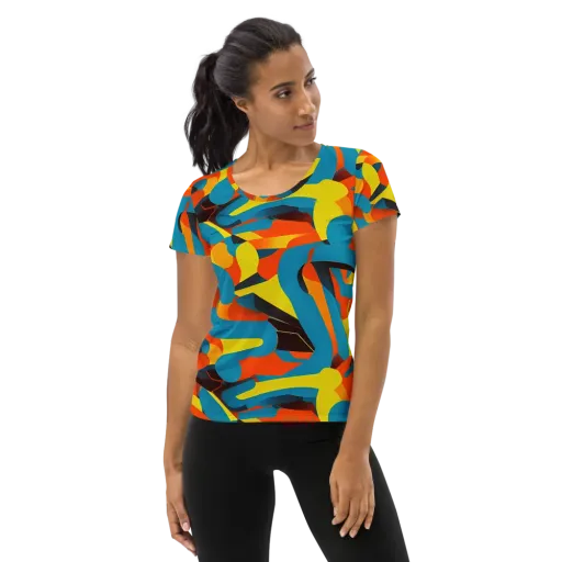Fragmented Rhapsody on a Women's Athletic T-Shirt