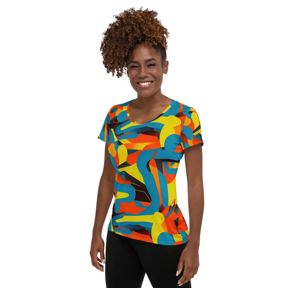 Fragmented Rhapsody on Women's Athletic T-Shirt — Left
