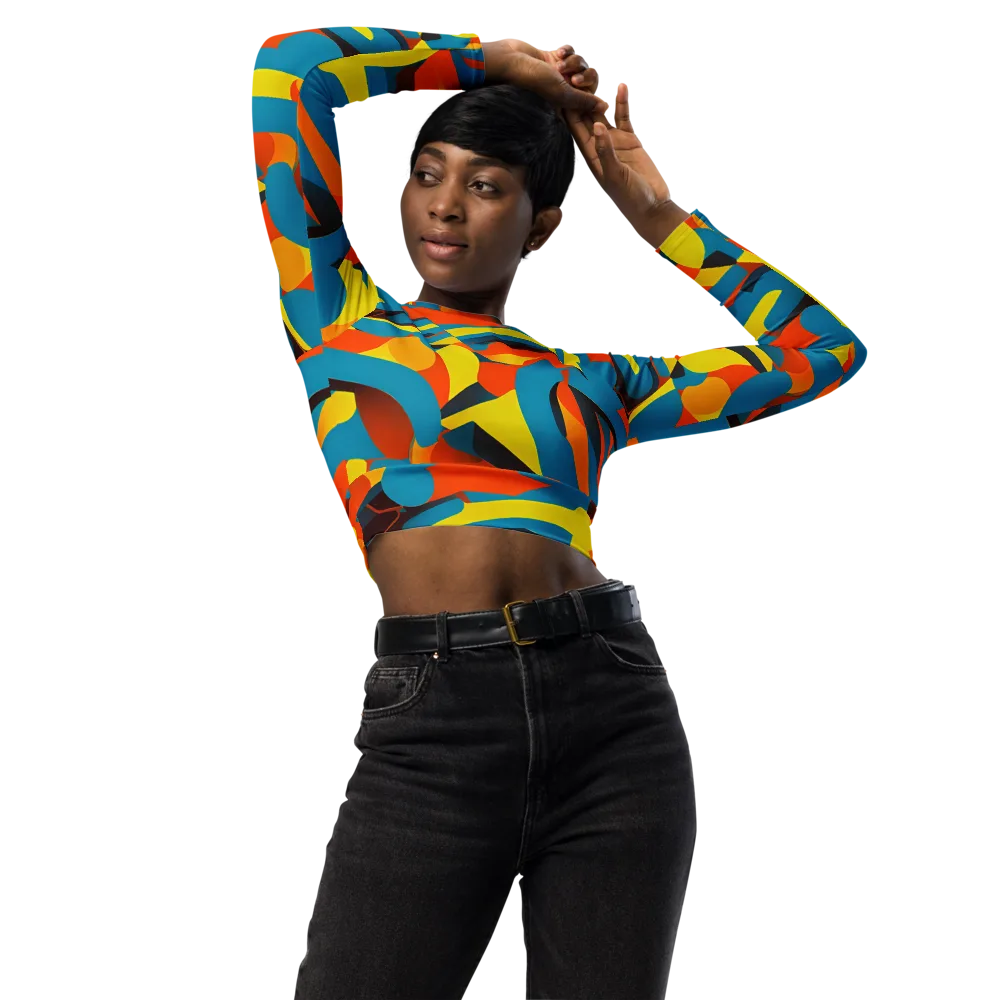 Fragmented Rhapsody on Long Sleeve Crop Top — Front