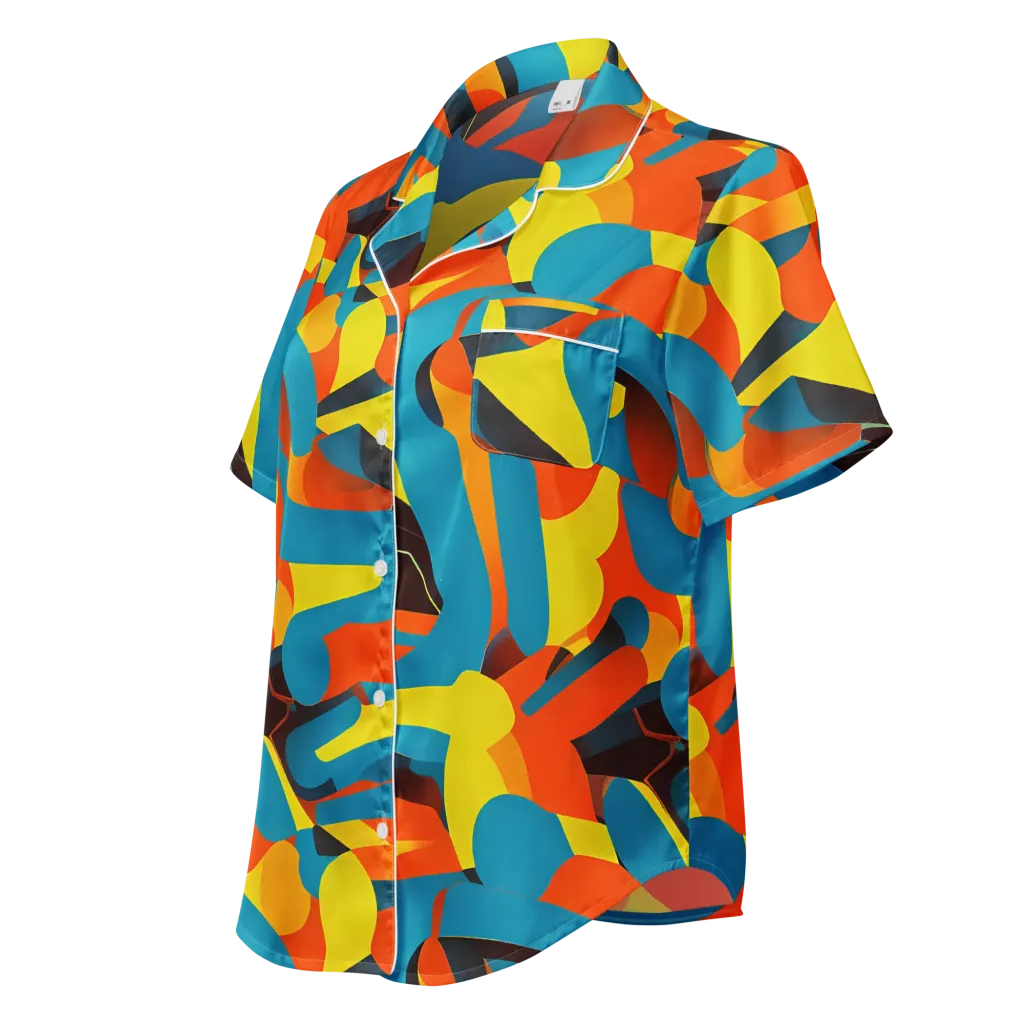 Fragmented Rhapsody on Women's Short Sleeve Pajama Top — Left Front
