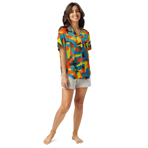 Fragmented Rhapsody on a Women's Short Sleeve Pajama Top