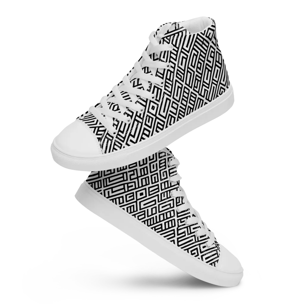Fashionable, Psychedelic Deep Space, Howard Butterworth, Francois Bocion on Men's High Top Canvas Shoes — Front