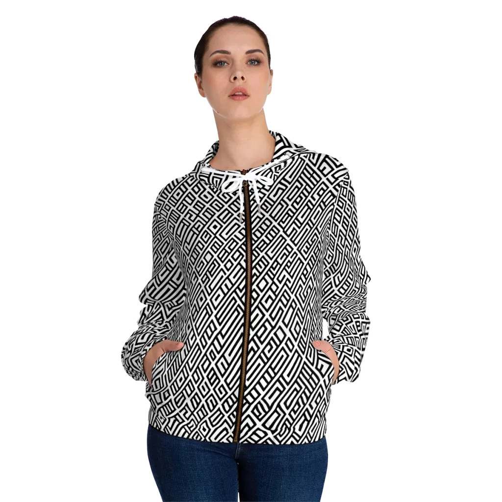 Fashionable, Psychedelic Deep Space, Howard Butterworth, Francois Bocion on Women's Full-Zip Hoodie — Front On Person