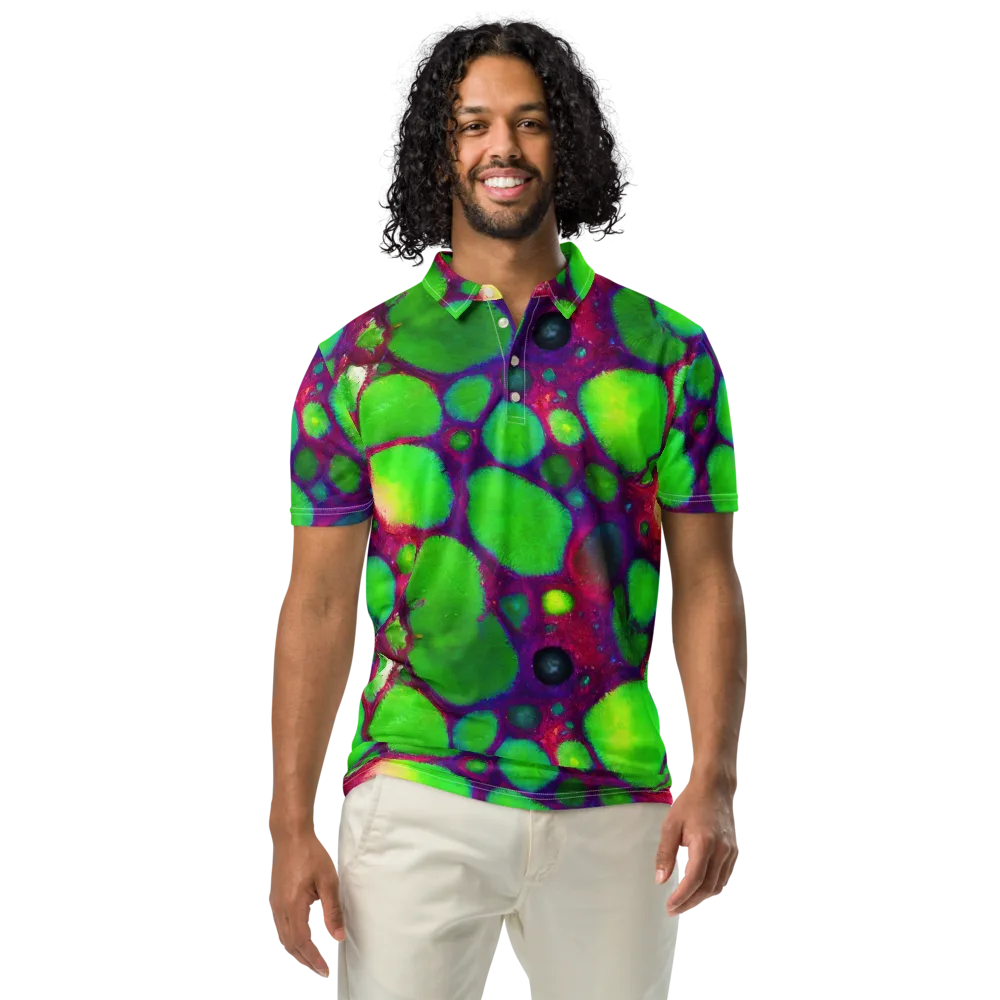 Elegant, Artstation, Matte Painting on Men's Slim Fit Polo Shirt — Front