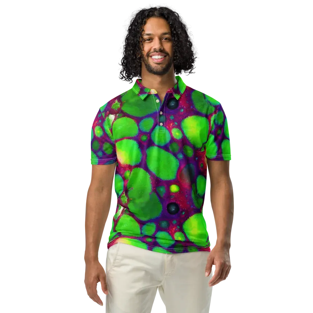 Elegant, Artstation, Matte Painting on Men's Slim Fit Polo Shirt — Front