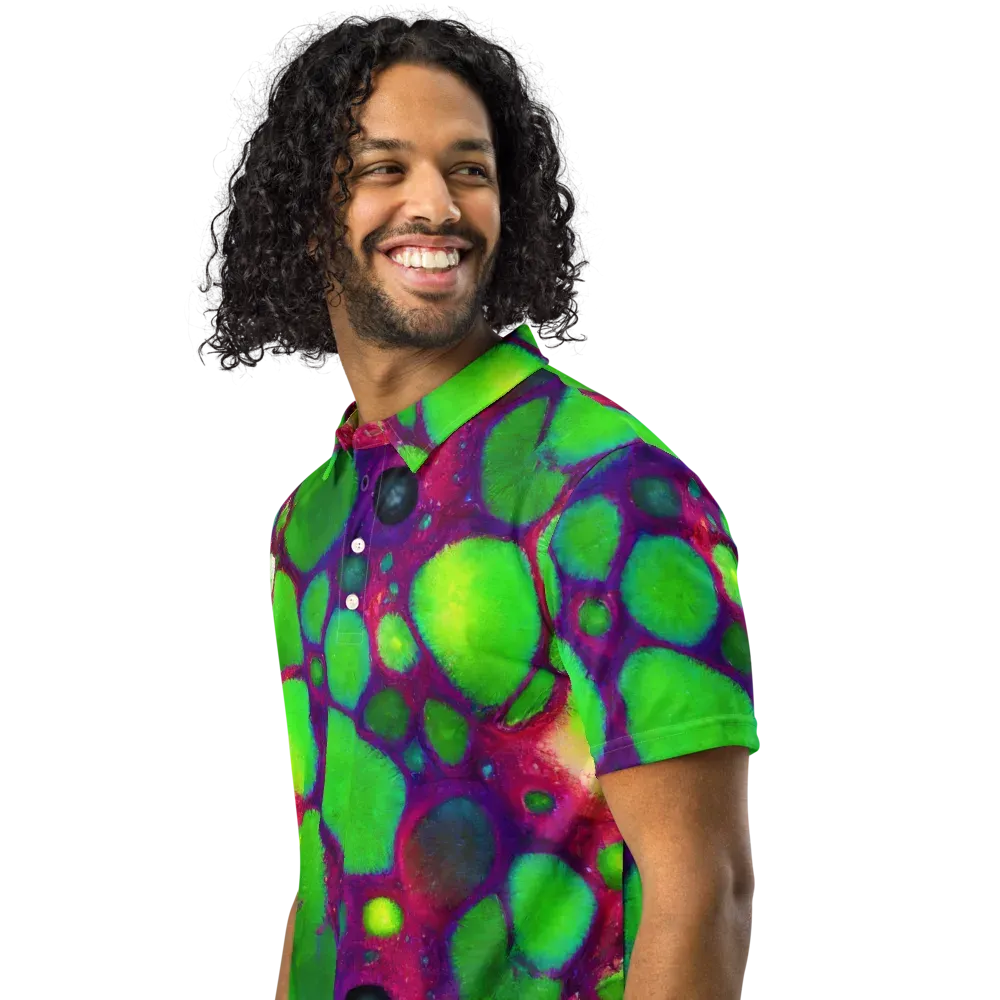 Elegant, Artstation, Matte Painting on Men's Slim Fit Polo Shirt — Left Front