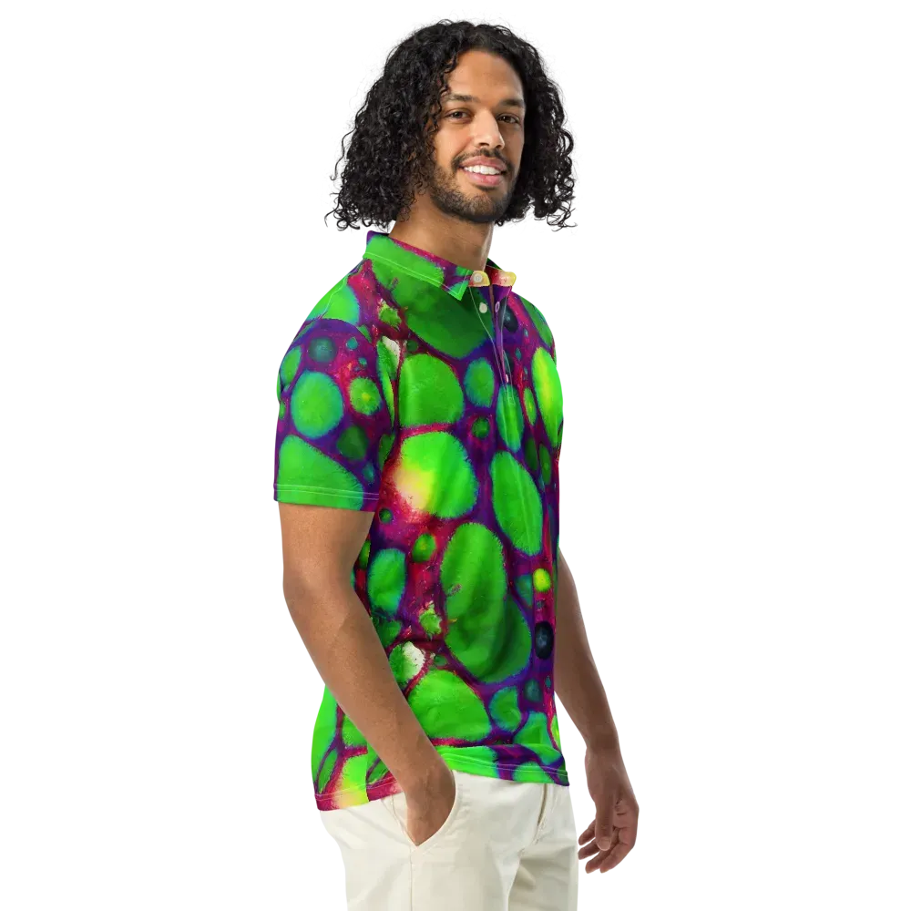Elegant, Artstation, Matte Painting on Men's Slim Fit Polo Shirt — Right Front
