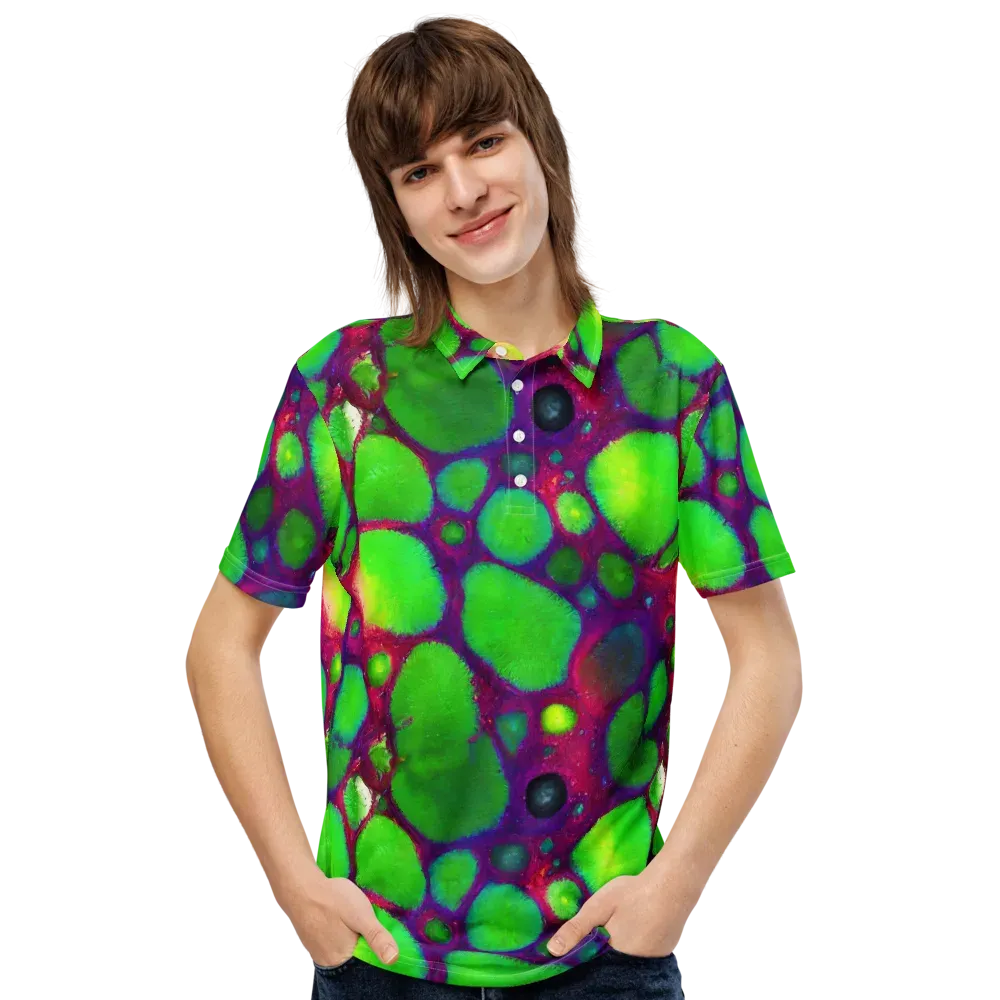 Elegant, Artstation, Matte Painting on Men's Slim Fit Polo Shirt — Front