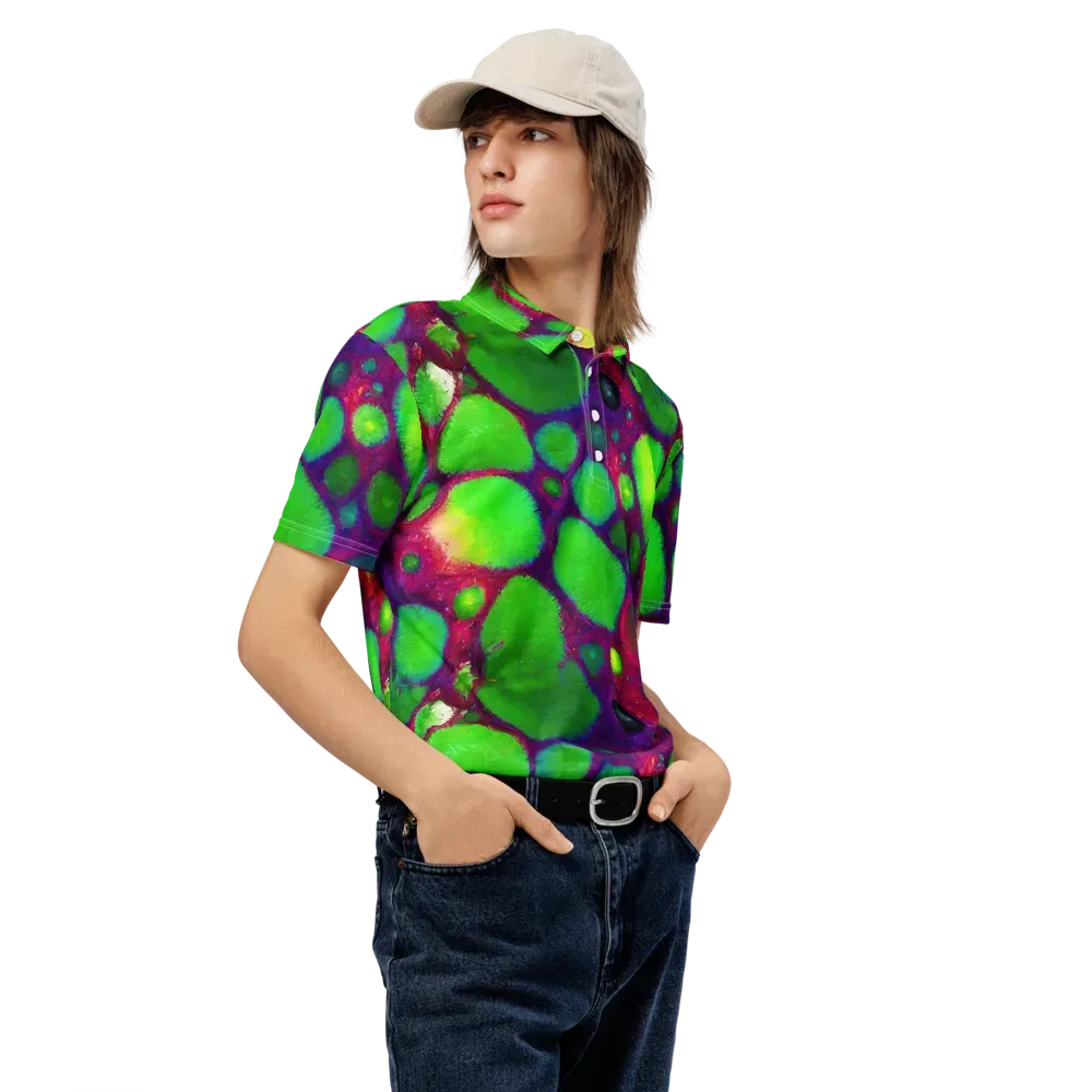 Elegant, Artstation, Matte Painting on Men's Slim Fit Polo Shirt — Right Front
