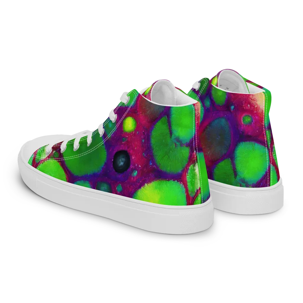 Elegant, Artstation, Matte Painting on Men's High Top Canvas Shoes — Left Back