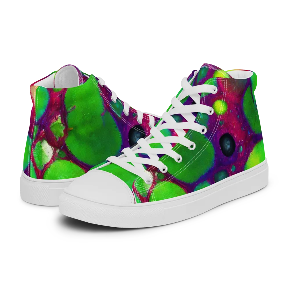 Elegant, Artstation, Matte Painting on Men's High Top Canvas Shoes — Left
