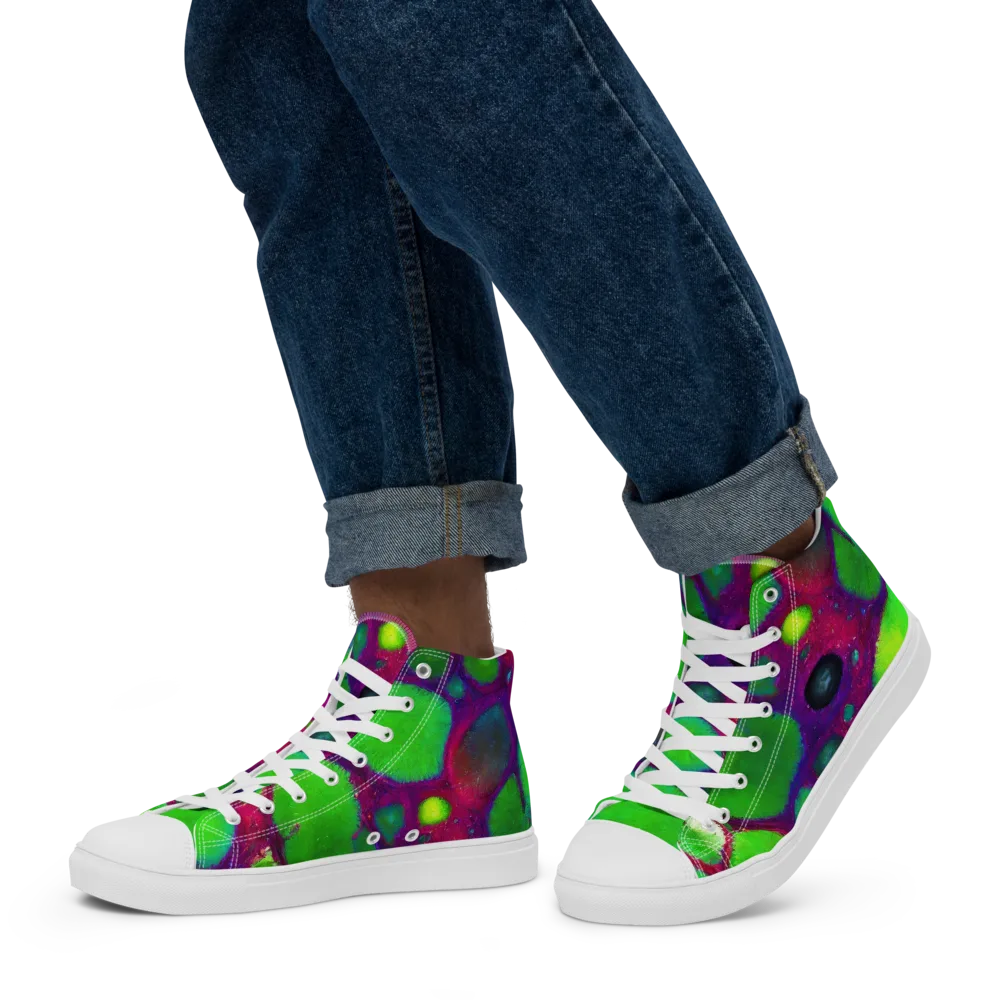 Elegant, Artstation, Matte Painting on Men's High Top Canvas Shoes — Left