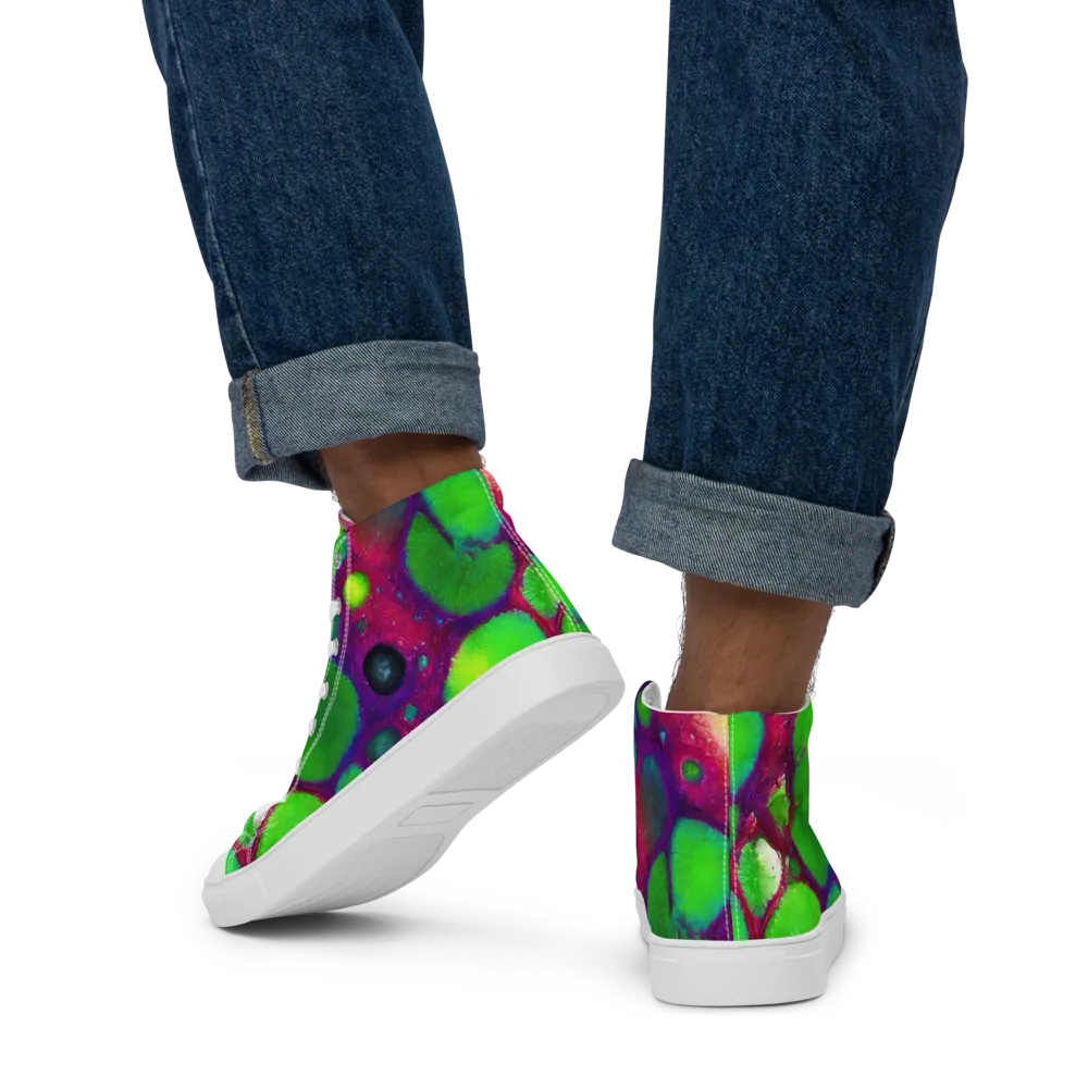 Elegant, Artstation, Matte Painting on Men's High Top Canvas Shoes — Back