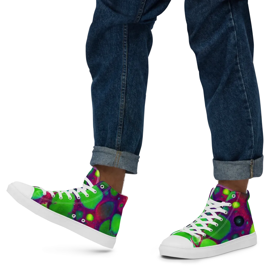 Elegant, Artstation, Matte Painting on Men's High Top Canvas Shoes — Left