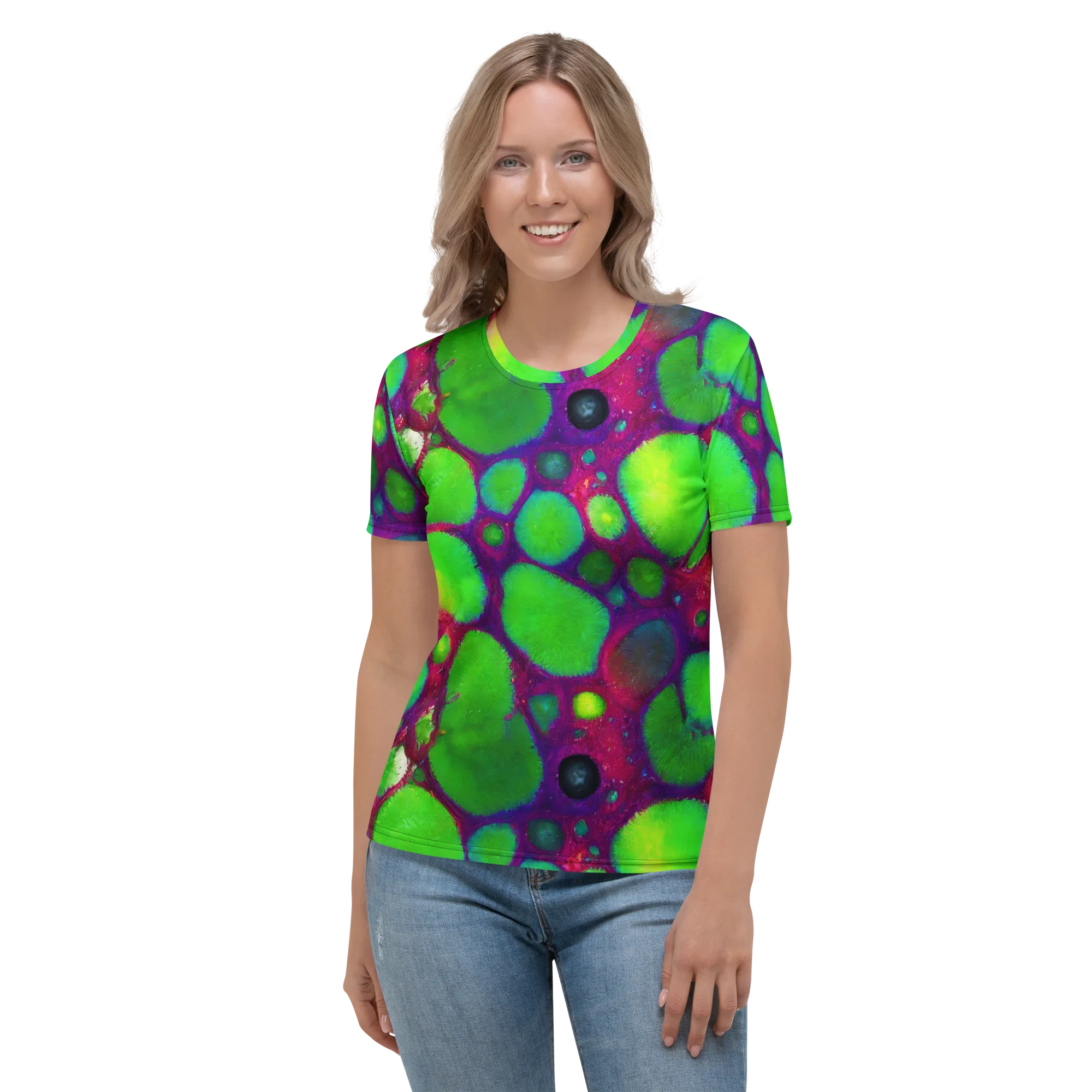 Elegant, Artstation, Matte Painting on Women's Crew Neck T-Shirt — Front