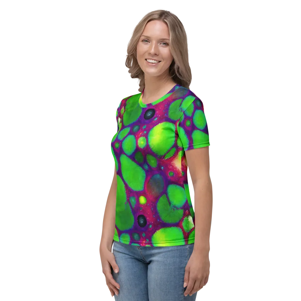 Elegant, Artstation, Matte Painting on Women's Crew Neck T-Shirt — Left