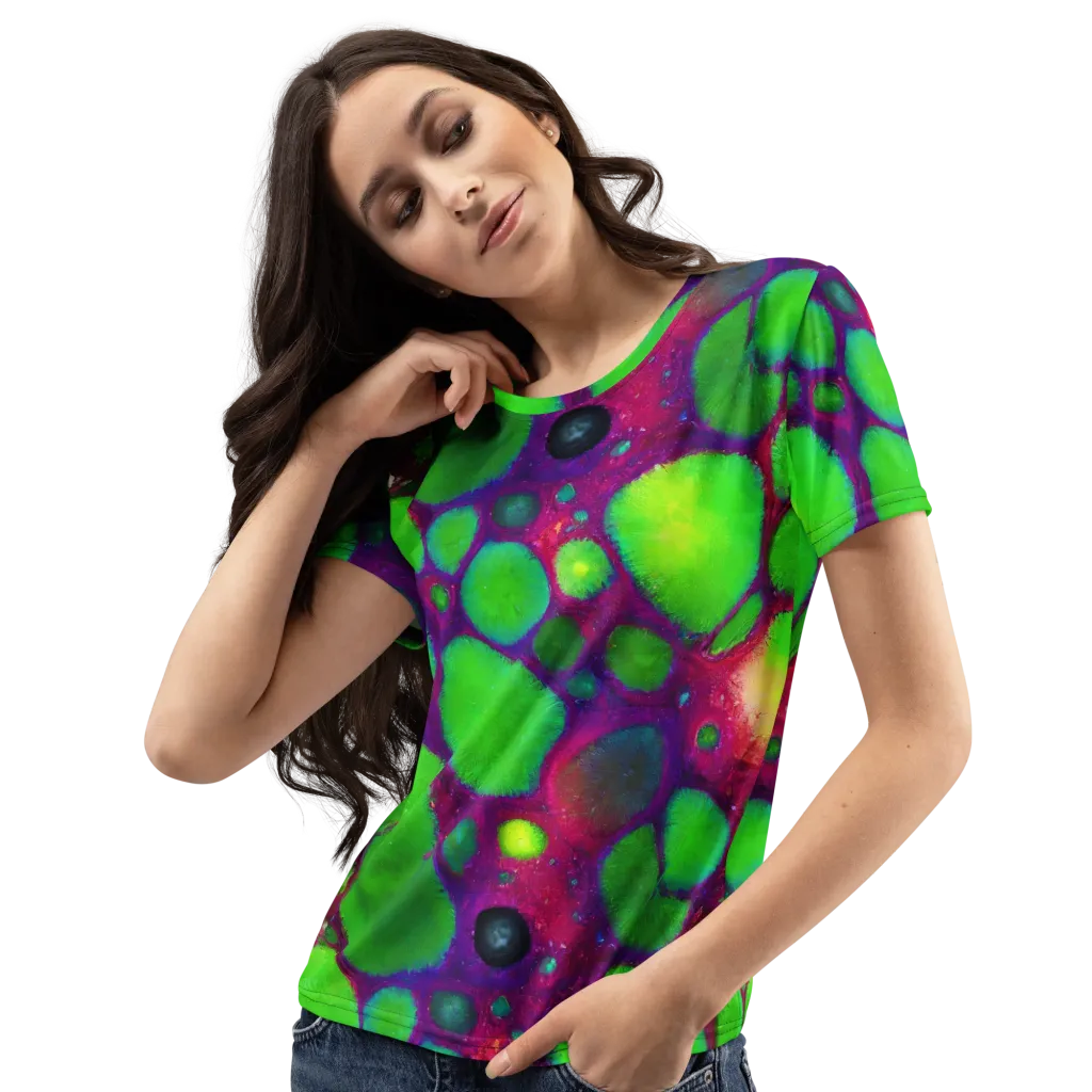 Elegant, Artstation, Matte Painting on Women's Crew Neck T-Shirt — Left Front