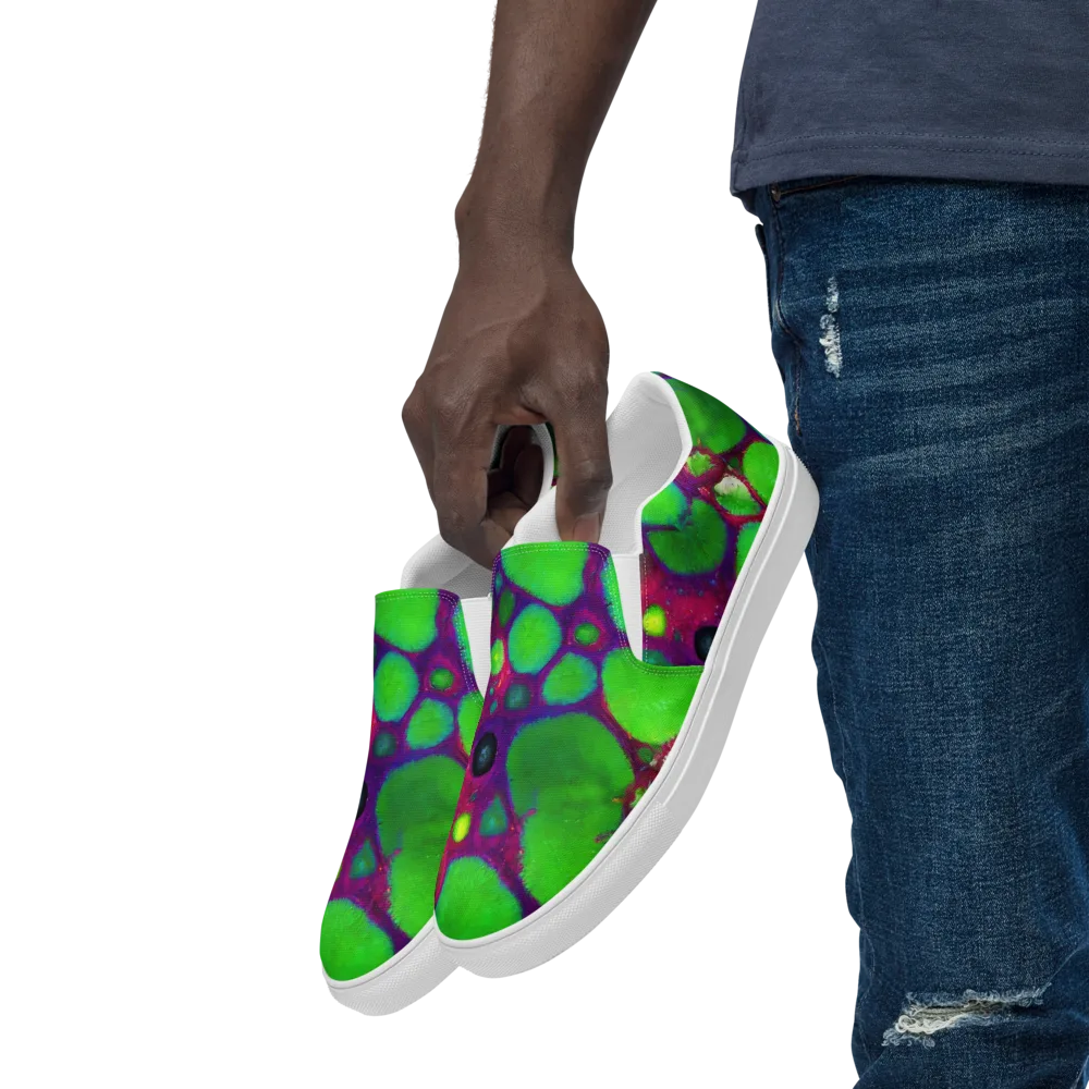 Elegant, Artstation, Matte Painting on Men's Slip-On Canvas Shoes — Left Front