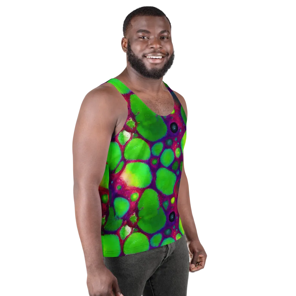 Elegant, Artstation, Matte Painting on Men's Tank Top — Right Front