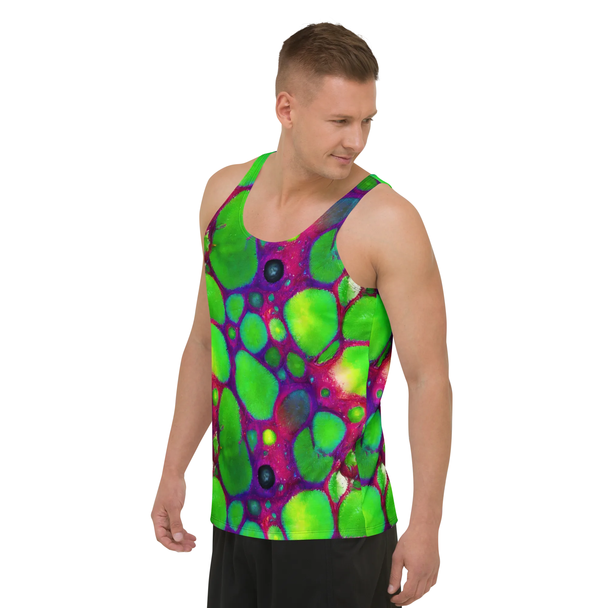 Elegant, Artstation, Matte Painting on Men's Tank Top — Left Front