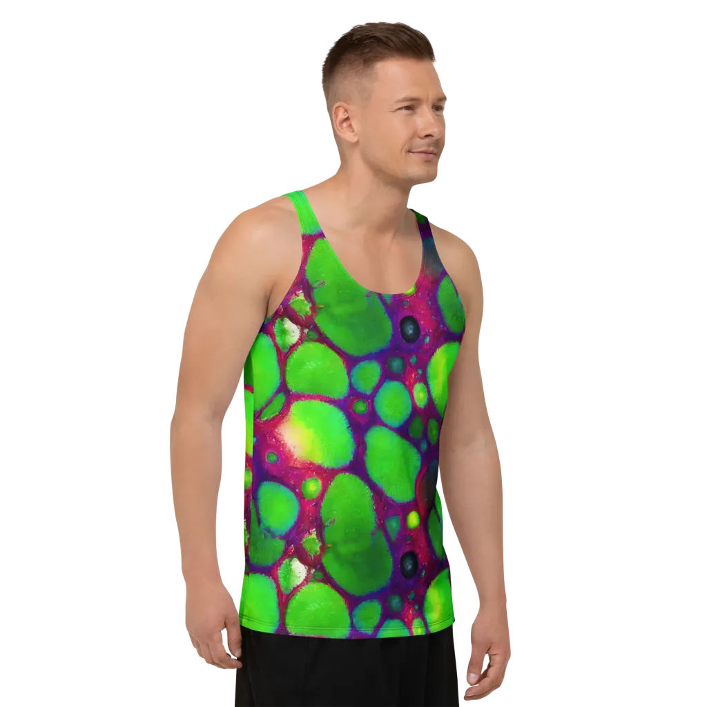 Elegant, Artstation, Matte Painting on Men's Tank Top — Right Front