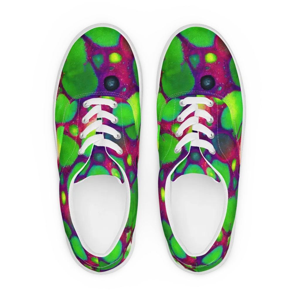 Elegant, Artstation, Matte Painting on Men's Lace-Up Canvas Shoes — Front