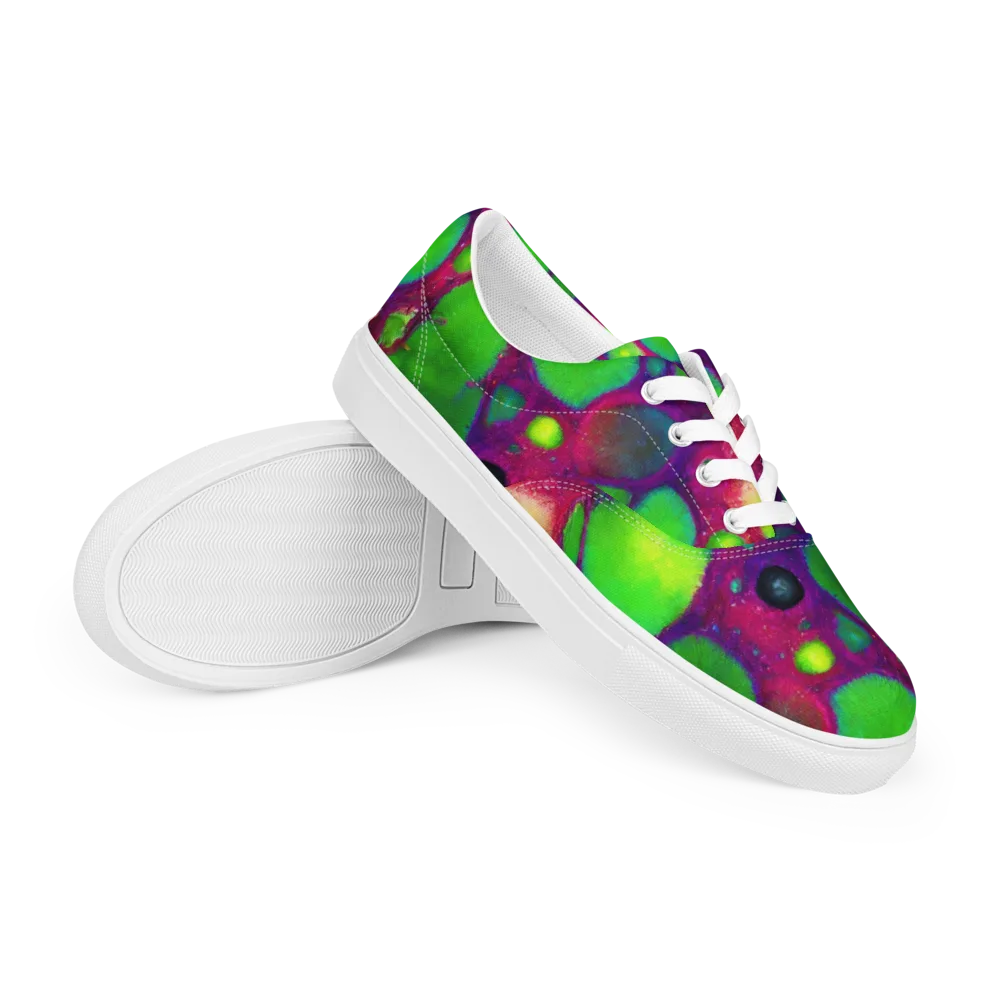 Elegant, Artstation, Matte Painting on Men's Lace-Up Canvas Shoes — Right Front