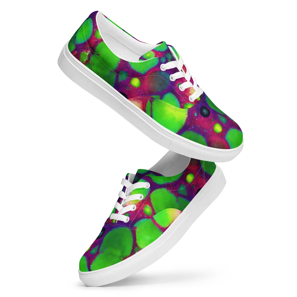 Elegant, Artstation, Matte Painting on Men's Lace-Up Canvas Shoes — Front