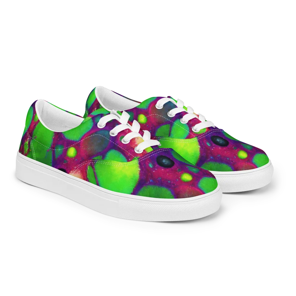 Elegant, Artstation, Matte Painting on Men's Lace-Up Canvas Shoes — Right Front