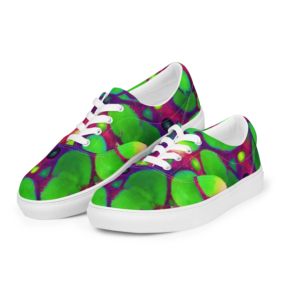 Elegant, Artstation, Matte Painting on Men's Lace-Up Canvas Shoes — Left Front