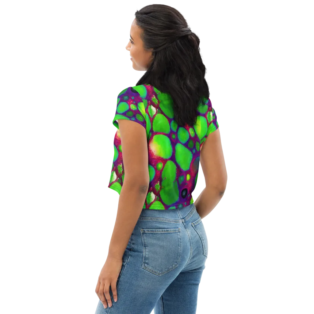 Elegant, Artstation, Matte Painting on Crop Tee — Left Back