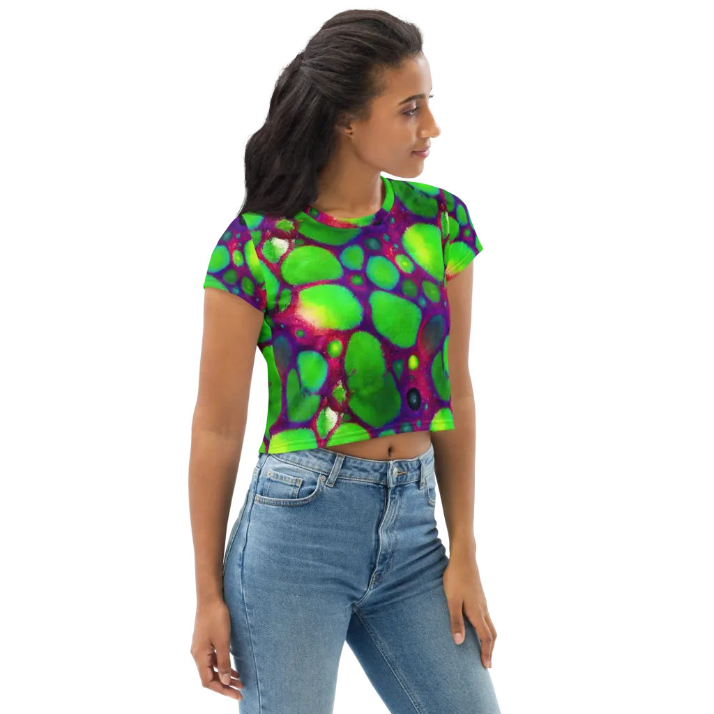 Elegant, Artstation, Matte Painting on Crop Tee — Right Front