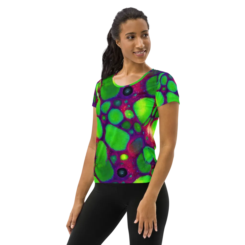 Elegant, Artstation, Matte Painting on Women's Athletic T-Shirt — Left